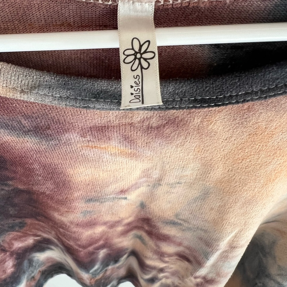 Tie-Dye Long Sleeve Crop Sweatshirt - Brown Multi - Picture 2 of 3